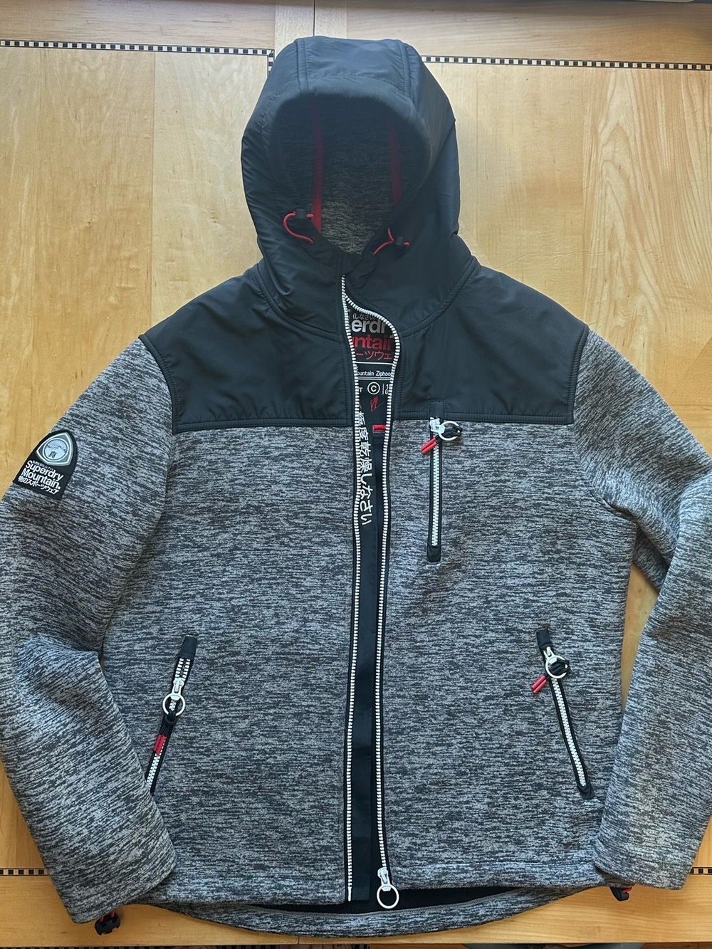 Superdry Men’s Hooded Performance Jacket - Gray with Black Yoke